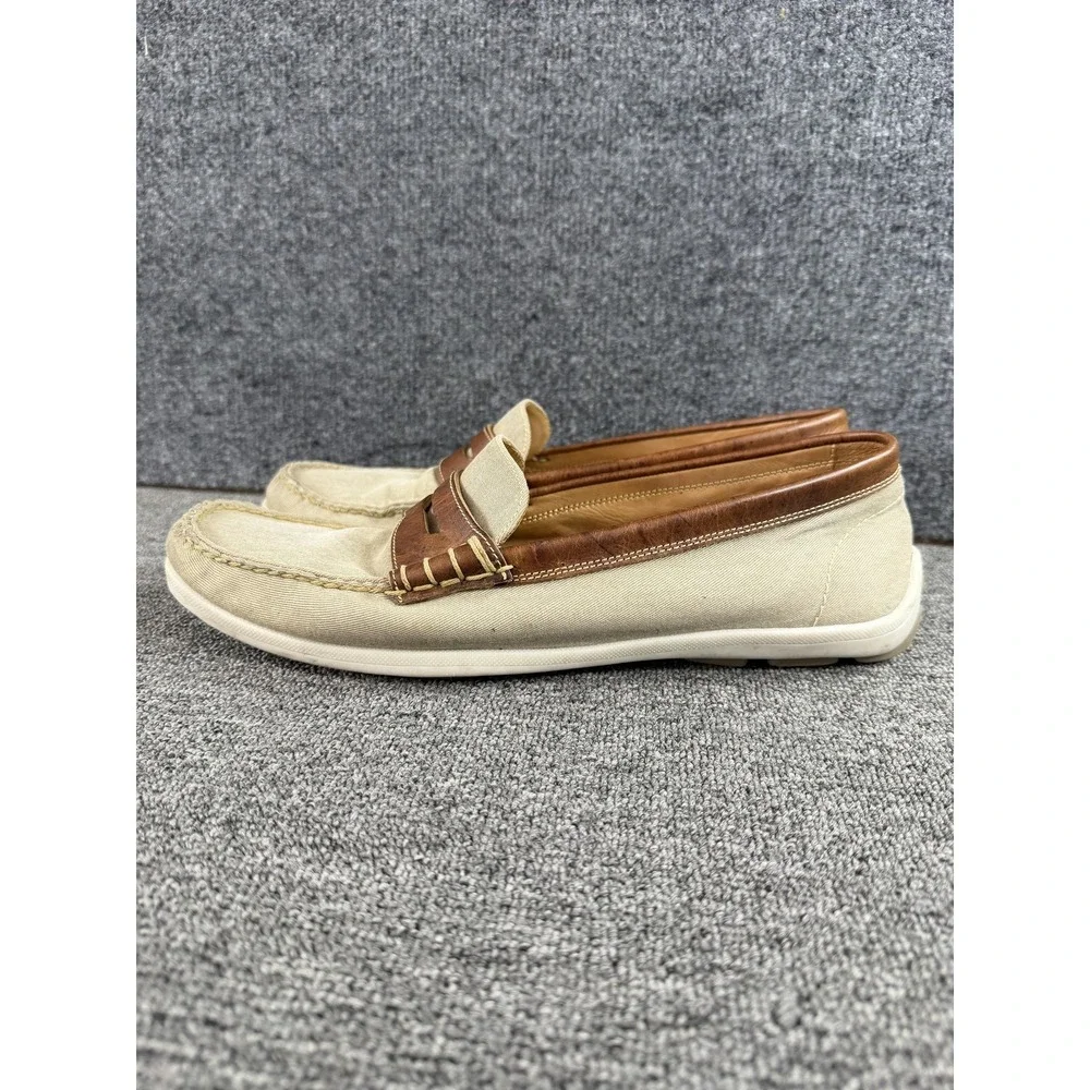 Alan Payne Canvas Loafers Shoes Mens 10.5 Beige Brown Cannes Made Brazil Casual
